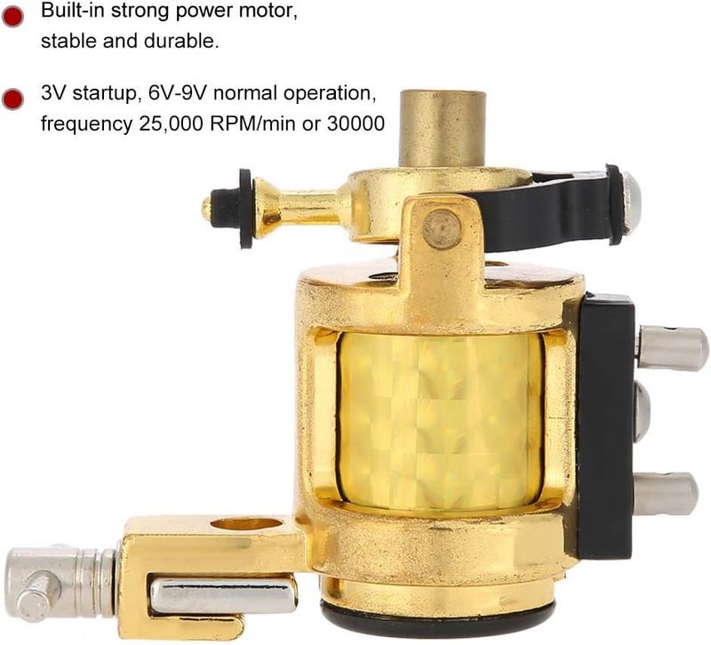 woobles Tattoo Machine Gun Alloy Rotary Shader Liner, Strong Motor Gun Liner Shader Coloring Permanent Makeup Tool for Shader Supply Equipment and Artists(Gold) - Image 5